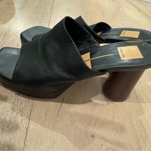Dolce Vita Black Leather Platform Mules